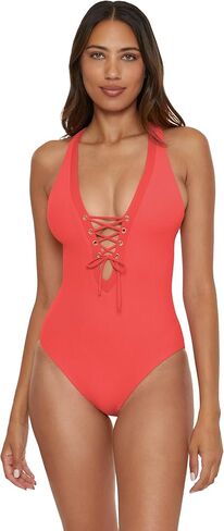 Becca Women's Modern Edge One Piece Swimsuit, Plunge Neck, Criss Cross, Bathing Suits for Women in Kuwait