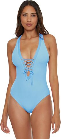 Becca Women's Modern Edge One Piece Swimsuit, Plunge Neck, Criss Cross, Bathing Suits for Women in Kuwait