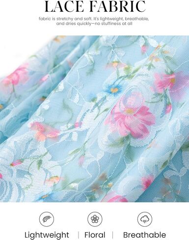 PRETTYGARDEN Floral Dress for Women 2026 Summer Formal Ruched Lace Ruffle Spring Cocktail Wedding Guest Maxi Long Dresses in Kuwait