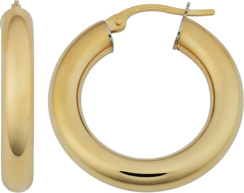 Kooljewelry 18k Yellow Gold 4x15 mm High Poilsh Hoop Earrings in Kuwait