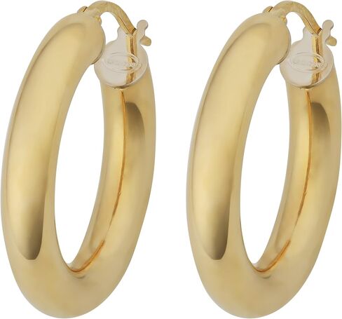 Kooljewelry 18k Yellow Gold 4x15 mm High Poilsh Hoop Earrings in Kuwait