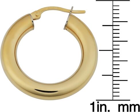 Kooljewelry 18k Yellow Gold 4x15 mm High Poilsh Hoop Earrings in Kuwait