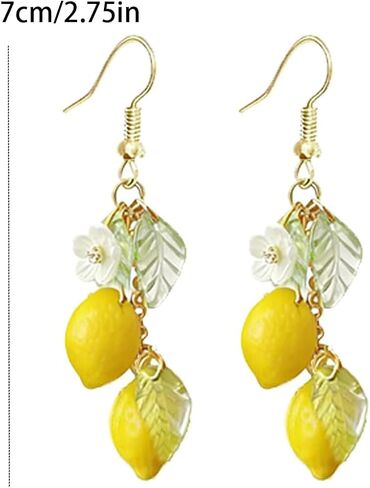 Flower Dangle Earrings for Women Resin Yellow Lemon Earring Fairy Minimal Fashion Fruits Summer Refreshing Seaside Idyllic Holiday Earrings in Saudi Arabia