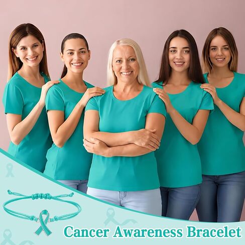 20 Pcs Ovarian Cancer Awareness Adjustable Bracelets, Sexual Assault, Ptsd Teal Ribbon Gifts For Patients Survivor, Inspirational, Encouragement, Thoughtful Gift for Public Event Advocacy in Saudi Arabia