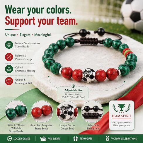Soccer/Baseball/Basketball/Football Beaded Bracelet Game Day Bracelet School Team Spirit Bracelet Sports Charm Bracelets Cheerleading Sports Souvenir Graduation Gift for Son Grandson in Saudi Arabia
