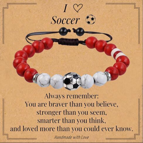 Soccer/Baseball/Basketball/Football Beaded Bracelet Game Day Bracelet School Team Spirit Bracelet Sports Charm Bracelets Cheerleading Sports Souvenir Graduation Gift for Son Grandson in Saudi Arabia
