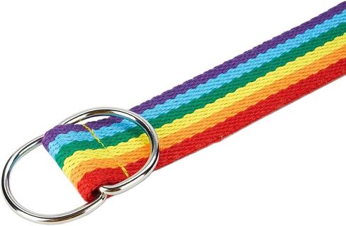 Rainbow Belt for Women D-Ring Buckle Canvas Web Belts (Rainbow, Free Size) in Kuwait