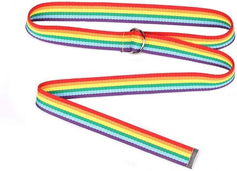 Rainbow Belt for Women D-Ring Buckle Canvas Web Belts (Rainbow, Free Size) in Kuwait