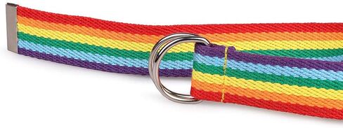 Rainbow Belt for Women D-Ring Buckle Canvas Web Belts (Rainbow, Free Size) in Kuwait