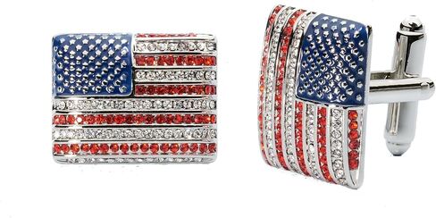 Prince of Scots Stars & Stripes Crystal Cufflinks – American Flag Enamel & Crystal Accents in Saudi Arabia