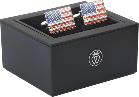 Prince of Scots Stars & Stripes Crystal Cufflinks – American Flag Enamel & Crystal Accents in Saudi Arabia
