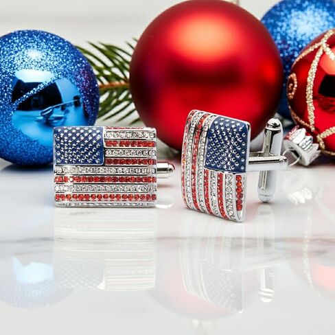 Prince of Scots Stars & Stripes Crystal Cufflinks – American Flag Enamel & Crystal Accents in Saudi Arabia
