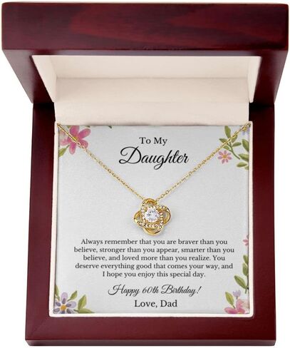 Daughter's 60th Birthday Necklace Gift with Message Card, to My Daughter 60th Birthday Gift from Dad in Kuwait