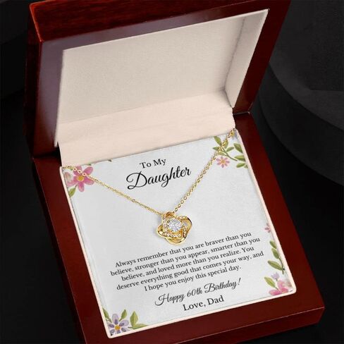 Daughter's 60th Birthday Necklace Gift with Message Card, to My Daughter 60th Birthday Gift from Dad in Kuwait