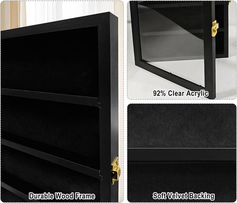 Adjustable Belt Buckle Display Case with Acrylic Door, Wall-Mounted Wooden Shadow Box for Collectibles – Black Picture Frame Style Holder for Western Belt Buckles in Kuwait