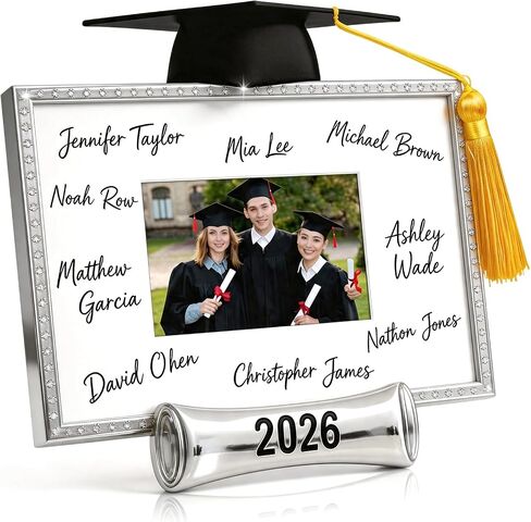 JUSTOTRY Class of 2026 Graduation Picture Frame - Silver Metal Graduation Gifts for High School College, Signature Frame for 4x6 Photo, Graduation Guest Book Alternative, Senior 2026 Graduation Party Decorations & Keepsake in Saudi Arabia