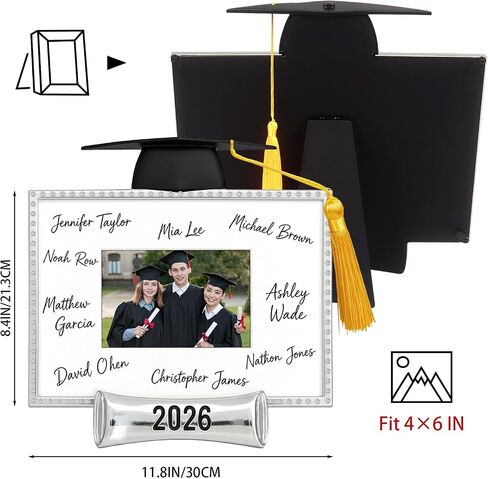 JUSTOTRY Class of 2026 Graduation Picture Frame - Silver Metal Graduation Gifts for High School College, Signature Frame for 4x6 Photo, Graduation Guest Book Alternative, Senior 2026 Graduation Party Decorations & Keepsake in Saudi Arabia