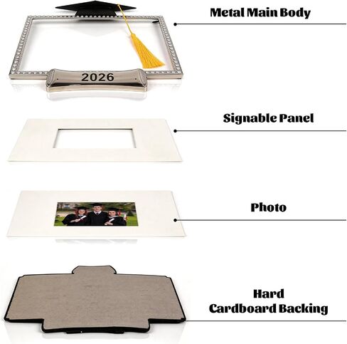 JUSTOTRY Class of 2026 Graduation Picture Frame - Silver Metal Graduation Gifts for High School College, Signature Frame for 4x6 Photo, Graduation Guest Book Alternative, Senior 2026 Graduation Party Decorations & Keepsake in Saudi Arabia