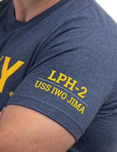 Navy Chest Print & U.S. Military Sleeve Flag Shirt - Naval Veteran Sailor T-Shirt for Men in Kuwait