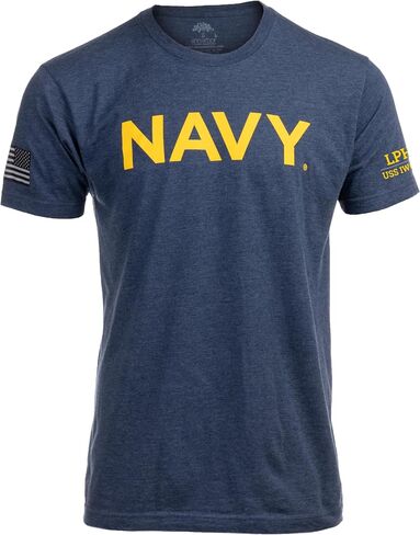 Navy Chest Print & U.S. Military Sleeve Flag Shirt - Naval Veteran Sailor T-Shirt for Men in Kuwait