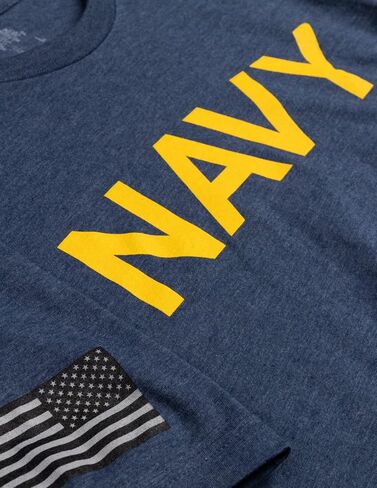 Navy Chest Print & U.S. Military Sleeve Flag Shirt - Naval Veteran Sailor T-Shirt for Men in Kuwait