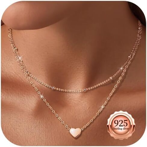 Kenivira Dainty Layered 925 Sterling Silver Heart Necklaces For Women Cute 18K Gold Plated Heart Pendant Necklace For Women in Saudi Arabia