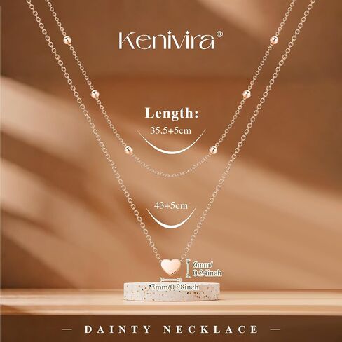 Kenivira Dainty Layered 925 Sterling Silver Heart Necklaces For Women Cute 18K Gold Plated Heart Pendant Necklace For Women in Saudi Arabia