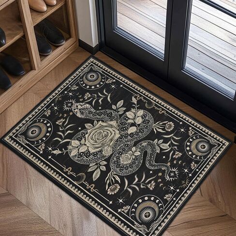 Yinhua Runner Rug Washable Snake Rugs for Hallway, Gothic Runner Rugs 2x7'3 Non Slip, Soft Low Pile Kitchen Runner Rug for Hallways, Kitchen, Bedroom, Laundry, Grey in Saudi Arabia