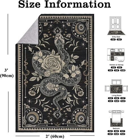 Yinhua Runner Rug Washable Snake Rugs for Hallway, Gothic Runner Rugs 2x7'3 Non Slip, Soft Low Pile Kitchen Runner Rug for Hallways, Kitchen, Bedroom, Laundry, Grey in Saudi Arabia