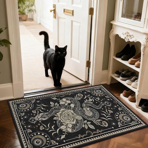 Yinhua Runner Rug Washable Snake Rugs for Hallway, Gothic Runner Rugs 2x7'3 Non Slip, Soft Low Pile Kitchen Runner Rug for Hallways, Kitchen, Bedroom, Laundry, Grey in Saudi Arabia