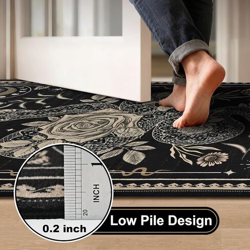 Yinhua Runner Rug Washable Snake Rugs for Hallway, Gothic Runner Rugs 2x7'3 Non Slip, Soft Low Pile Kitchen Runner Rug for Hallways, Kitchen, Bedroom, Laundry, Grey in Saudi Arabia