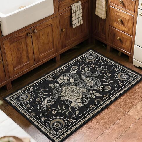 Yinhua Runner Rug Washable Snake Rugs for Hallway, Gothic Runner Rugs 2x7'3 Non Slip, Soft Low Pile Kitchen Runner Rug for Hallways, Kitchen, Bedroom, Laundry, Grey in Saudi Arabia