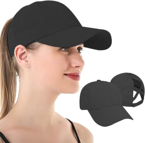 Womens Criss Cross Ponytail Baseball Cap Adjustable High Messy Bun Ponycap Quick Drying Hats for Outdoor Sports Travel in Kuwait
