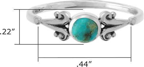 Boma Jewelry Sterling Silver Round Turquoise Ring with Scrolling Side Detail - Size 8 in Kuwait