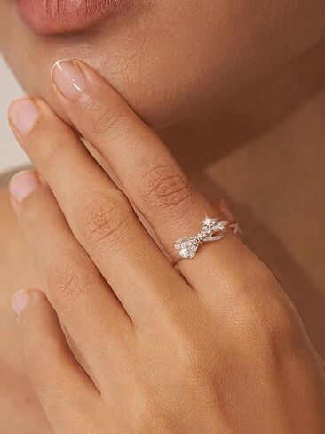 1pc Sterling Silver Cute & Elegant Bow Ring For Women Ring Valentine's Day Charm Fine Ladies Jewelry Gifts in Kuwait