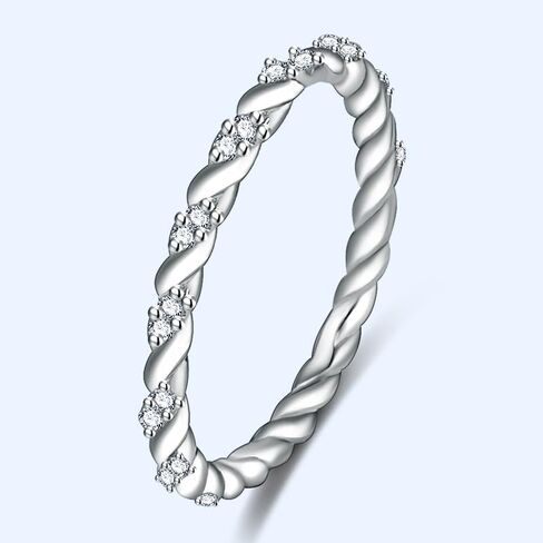 LRGKMCWTOB Fashion Creative Criss Cross Design Vine Ring for Women, CZ Stone Eternity Engagement Wedding Band Ring, Moissanite Cocktail Wedding Eternity Anniversary Silver Ring Style 1 Size 9 in Kuwait