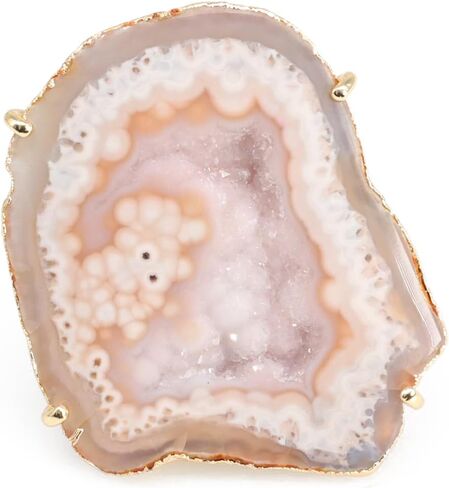 Cleopatra Geode Druzy Adjustable Gold Plated Ring For Women Sparkle Agate Gemstone Handmade Ring Statement Ring 30-40 mm in Saudi Arabia
