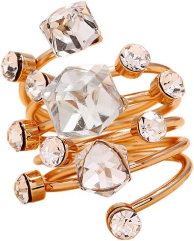 Big Geometric Cube Crystal Ring for Women Statement Geometry Rhinestone Open Rings Crystal Rhinestone Cocktail Ring CZ Fashion Classic Party Wedding Jewelry in Saudi Arabia