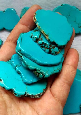 Lot 20pcs Blue Turquoise Slab 20-50mm(2") Turquoise Stone cabochon Card Slab Freeform Flat Nuggets (35-50mm(2")) in Kuwait