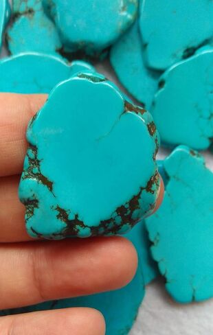 Lot 20pcs Blue Turquoise Slab 20-50mm(2") Turquoise Stone cabochon Card Slab Freeform Flat Nuggets (35-50mm(2")) in Kuwait
