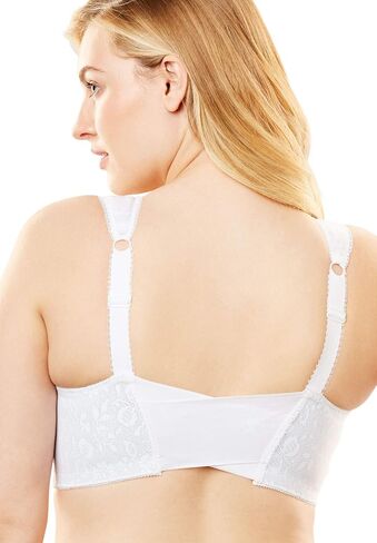 حمالة صدر لاسلكية للنساء من PLAYTEX بمقاس كبير 18 ساعة مع ظهر مرن 4695-44 DD، أبيض in Saudi Arabia