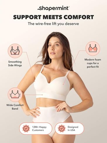 SHAPERMINT Bra - Wireless Bras for Women No Underwire - Wirefree Bralettes for Women with Support - Wireless Bra Bralette in Saudi Arabia