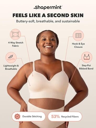 SHAPERMINT Bra - Wireless Bras for Women No Underwire - Wirefree Bralettes for Women with Support - Wireless Bra Bralette in Saudi Arabia