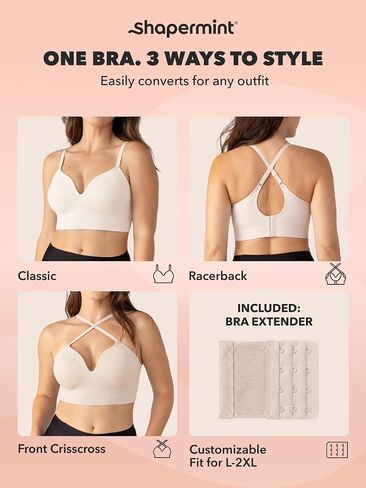 SHAPERMINT Bra - Wireless Bras for Women No Underwire - Wirefree Bralettes for Women with Support - Wireless Bra Bralette in Saudi Arabia