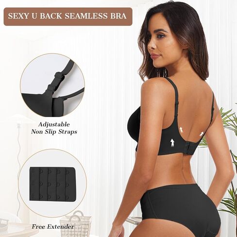 OEAK Comfortable Push Up Bra Wireless Black+Seamless Pullover Bras Jelly Bralette Black L in Saudi Arabia