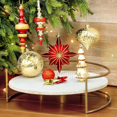 SHareconn 80pcs Christmas Balls Ornaments Set, Contemporary Light Luxury Gift Set, Shatterproof Plastic Decor for Xmas Tree Holiday Wedding Party Decorations with Hanging Strings, Red and Gold in Saudi Arabia