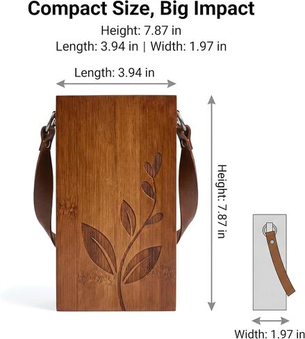 Set of 2 Bamboo Wall Planters Indoor Plants Brown Wood Wall Vase with Durable Leather Handle Boho Wall Decor Living Room Hanging Propagation Stations for Dried Flowers Paintbrushes in Kuwait