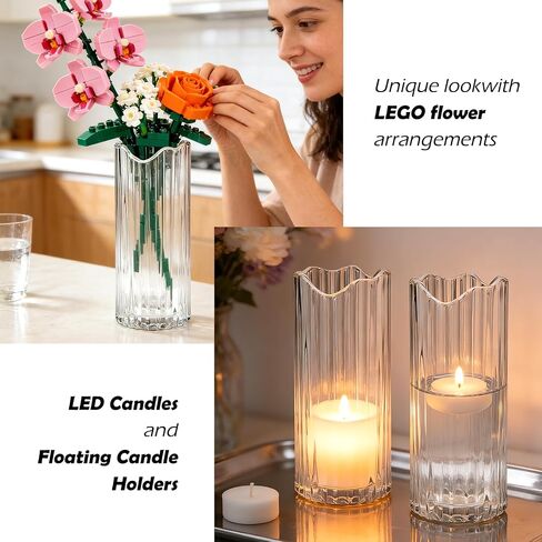 11 inch Ribbed Glass Vase,Flower vases for Bouquet,Modern Clear Glass Cylinder Vases for Flowers,Ribbed Vases for Centerpieces,Living Room,Dining Table,Office,Wedding Reception,Housewarming Gift in Saudi Arabia
