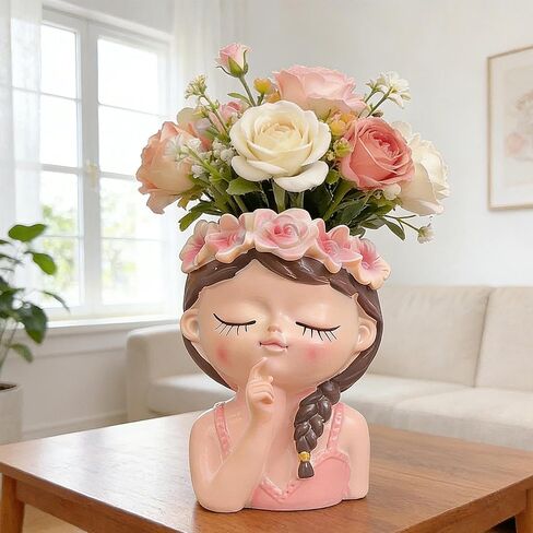 Vases for Indoor Plants, Cute Flower Vase, Desktop Decorative Vase, for Mom, Mini Succulent Pots, Home Decor, Makeup Pen Holder (White, 10x6.5cm) in Kuwait