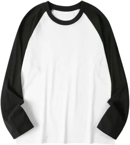 Casual Oversized T Shirt Y2k Tops Harajuku Long Sleeve O-Neck T-Shirts Spring Autumn Black White Patchwork Tees in Saudi Arabia